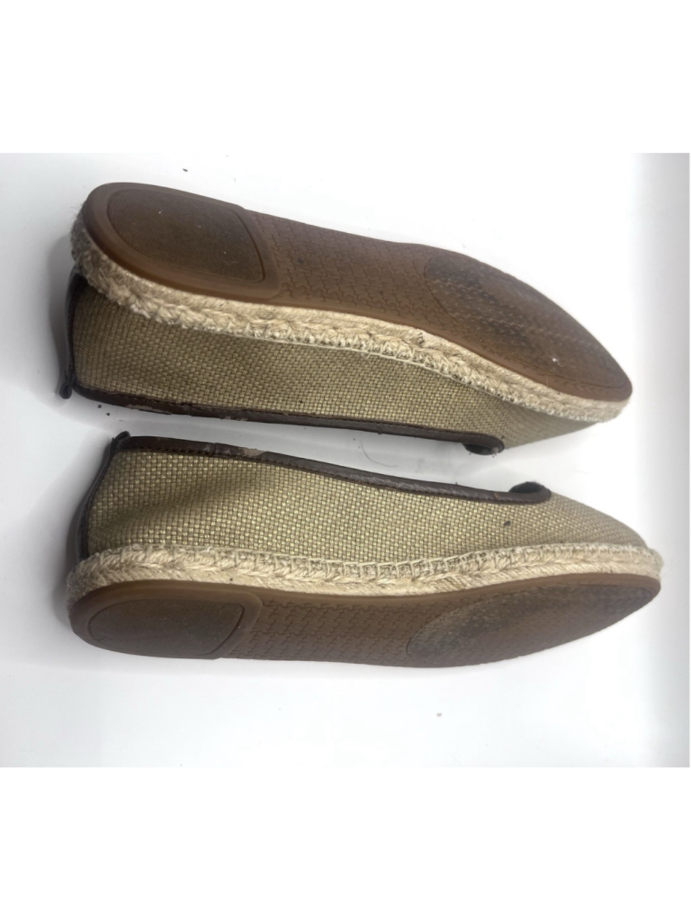 Michael Kors Hastings Espadrille Flats Womens 8 Brown Tan Canvas Gold Logo Shoes - Picture 7 of 9